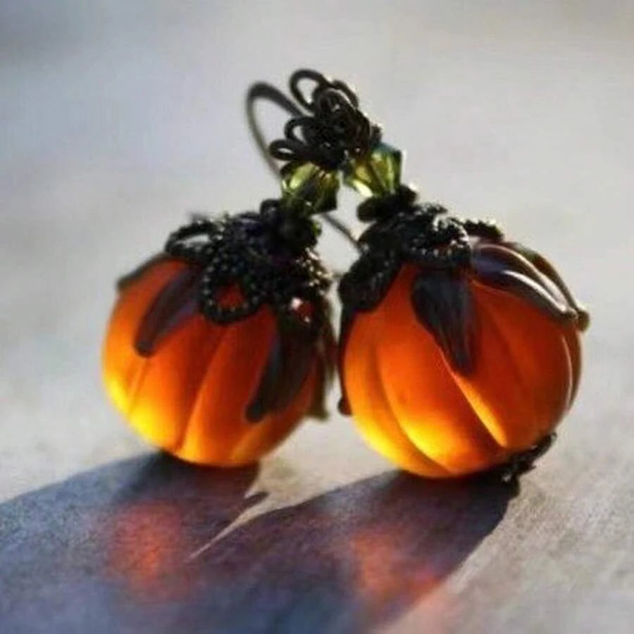 Vintage Pumpkin Water Drop Dangle Earrings