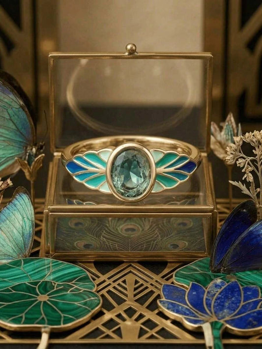 Retro Boho Enamel Rose Golden Ring