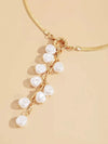 Faux Pearl Tassel Lariat Necklace
