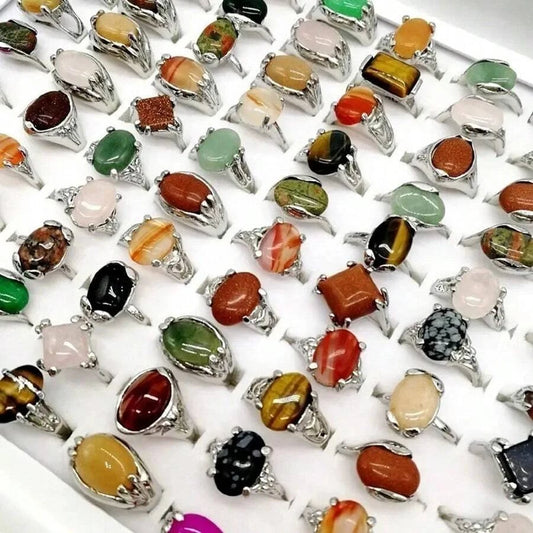 Vintage Natural Stone Ring Set