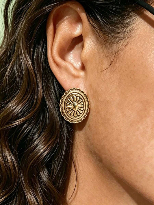 Vintage Carved Geometric Earrings
