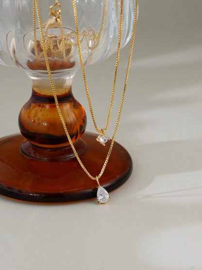 Minimalist Water Drop Double Layer Pendant Necklace