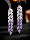Gradient Purple Leaf Crystal Earrings