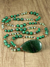 Vintage Green Agate Teardrop Pendant Necklace