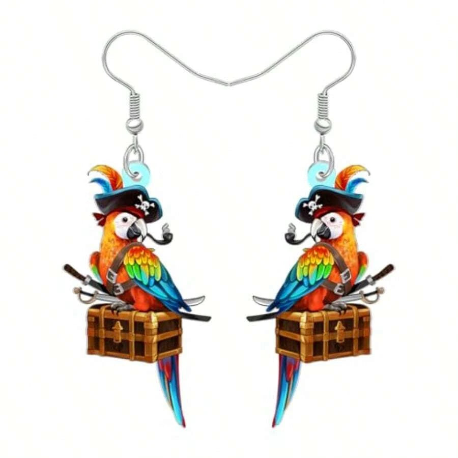Acrylic Parrot Dangle Earrings