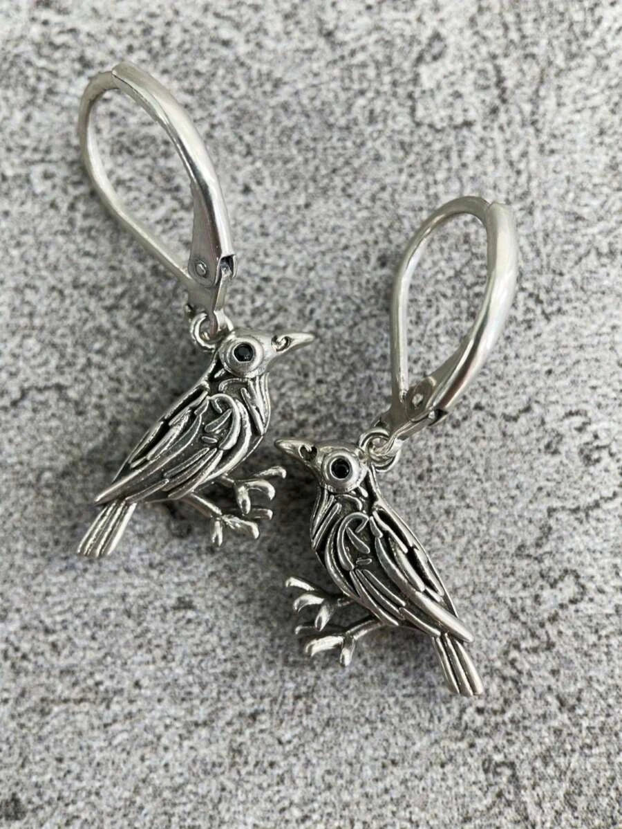 Retro Silvery Bird Earrings