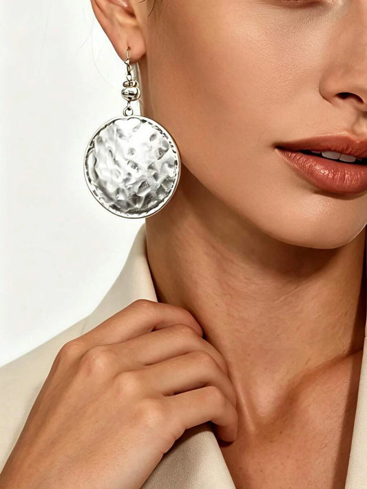 Vintage Hammered Round Disc Earrings
