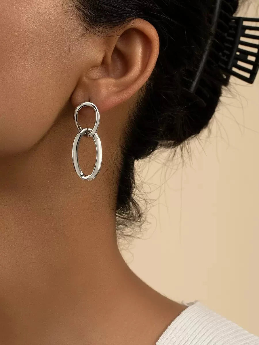 Chain Design Drop Earrings