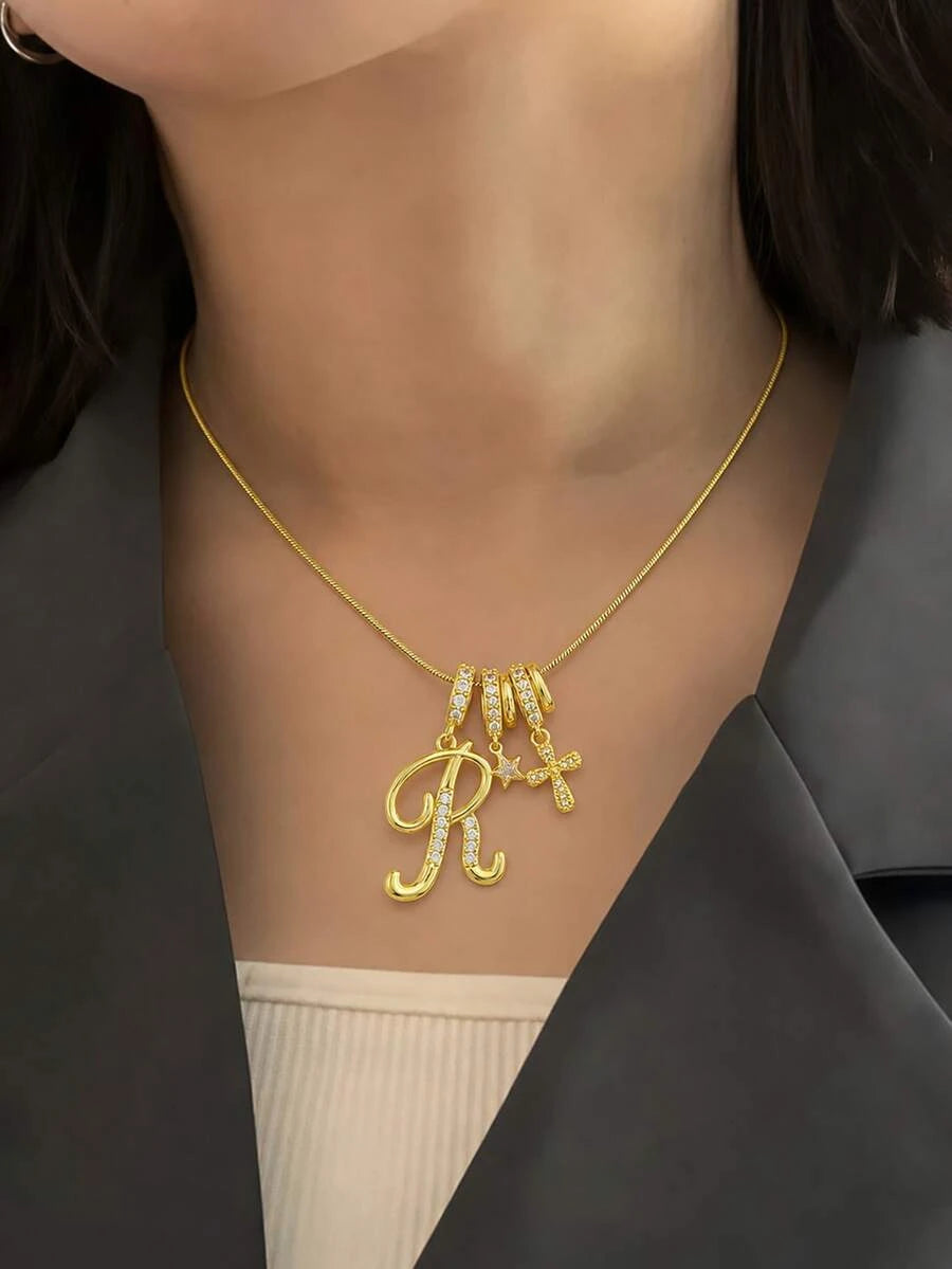 Zirconia Crystal Initial Necklace
