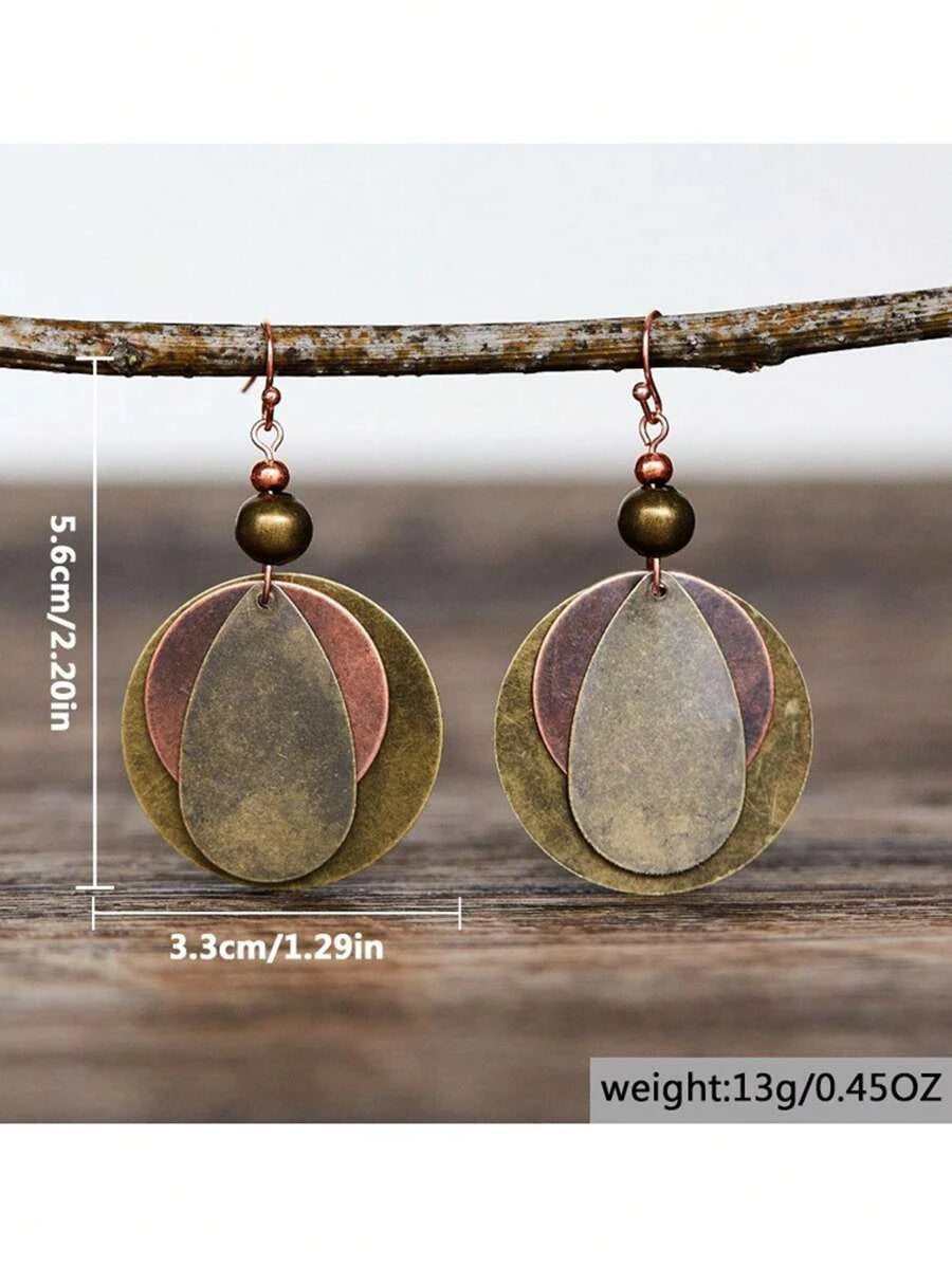 Vintage Bronze Round Hoop Earrings