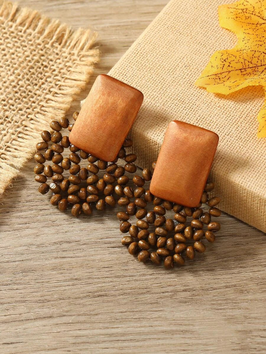 European Boho Rattan Drop Earrings