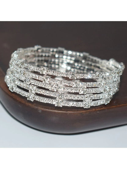 Rhinestone Wrapped Open Cuff Bracelet