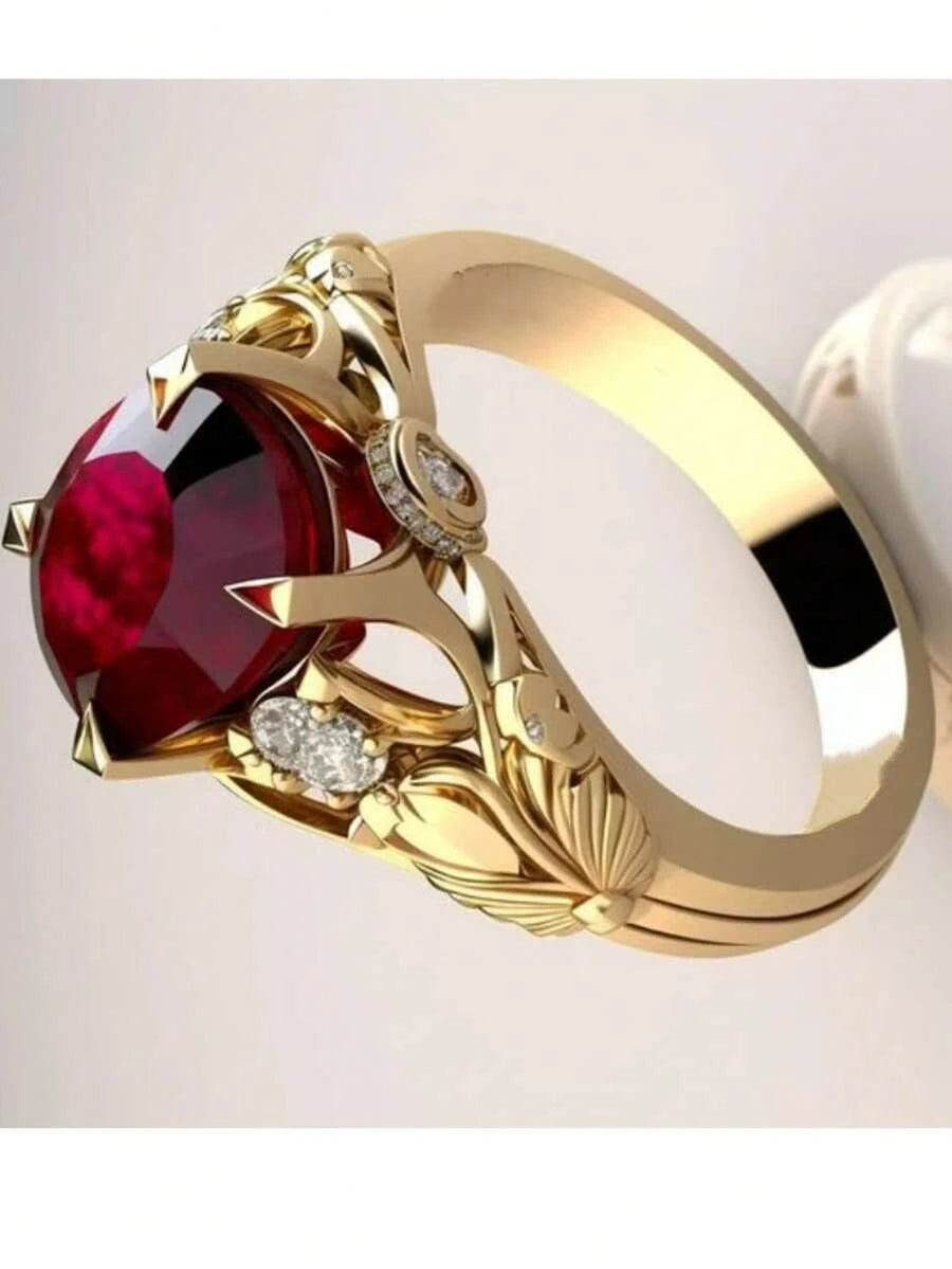 Vintage Gold Plated Ruby Solitaire Ring
