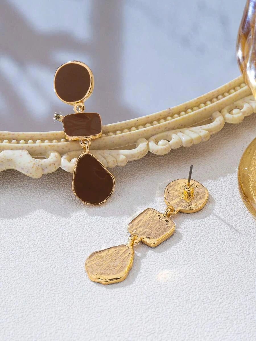 Vintage Geometric Asymmetrical Drop Earrings