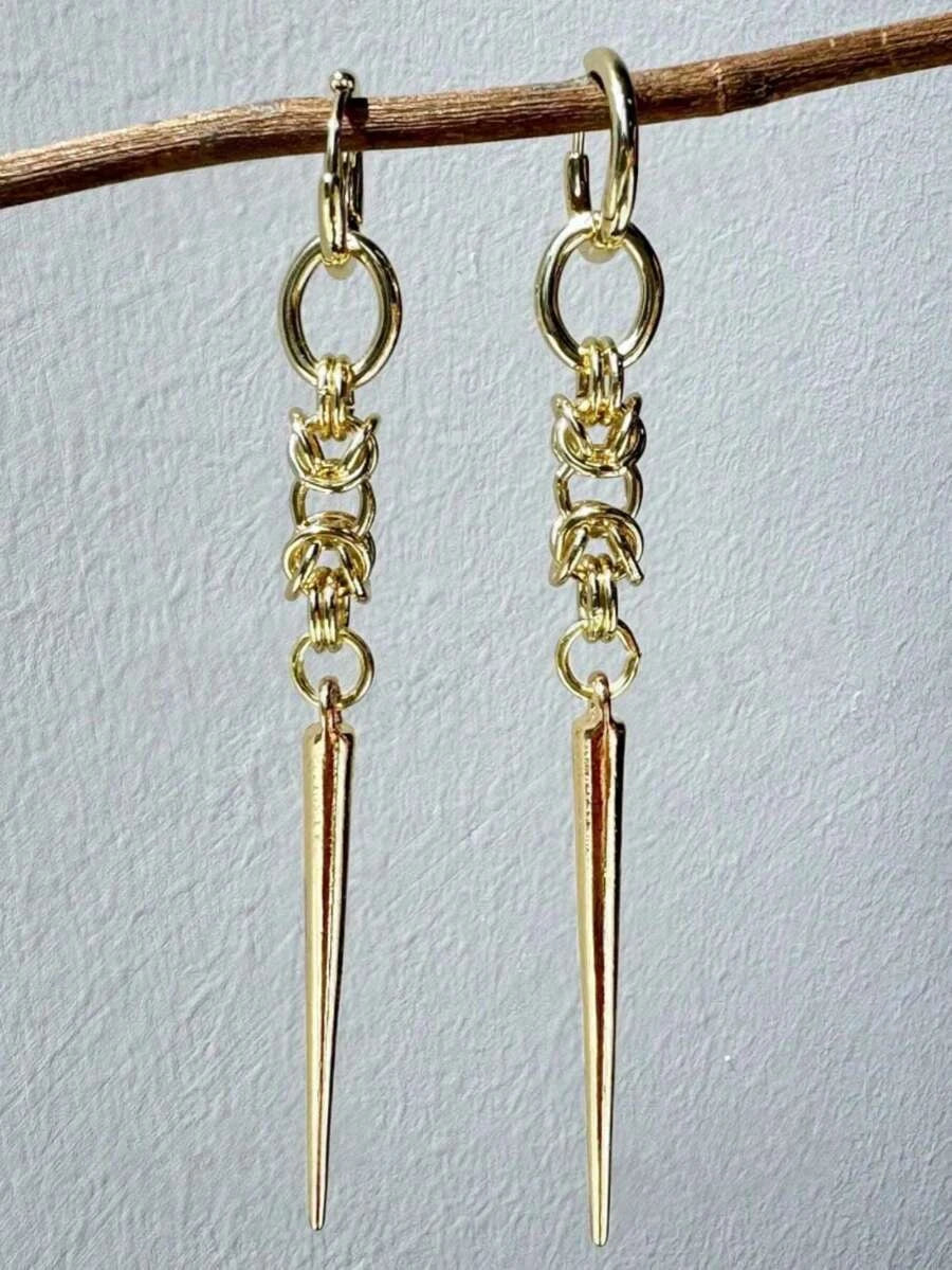 Gold Spiked Drop Earrings