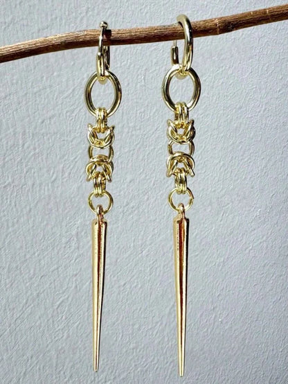 Gold Spiked Drop Earrings