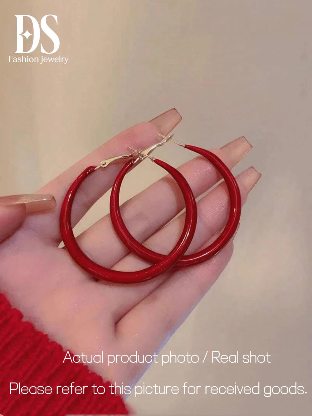 Red Drip Glaze Teardrop Hoop Earrings