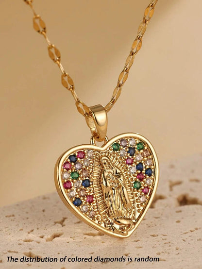 Stainless Steel Virgin Mary Pendant Necklace