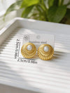 Gold Stainless Steel Vintage Textured Stud Earrings