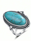 Vintage Turquoise Hollow Silver Ring