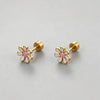 Gold Flower Screw Stud Earrings