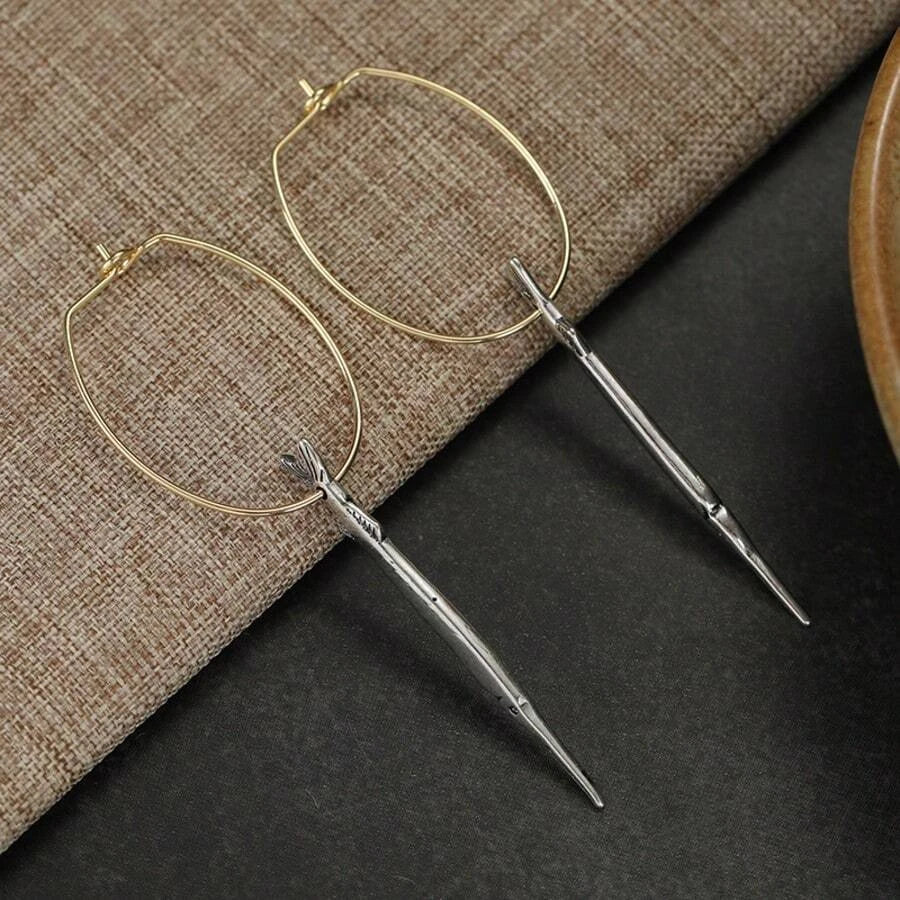 Vintage Dual-Tone Fish Pendant Earrings