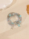 Beaded Crystal Starfish Beach Bracelet Set