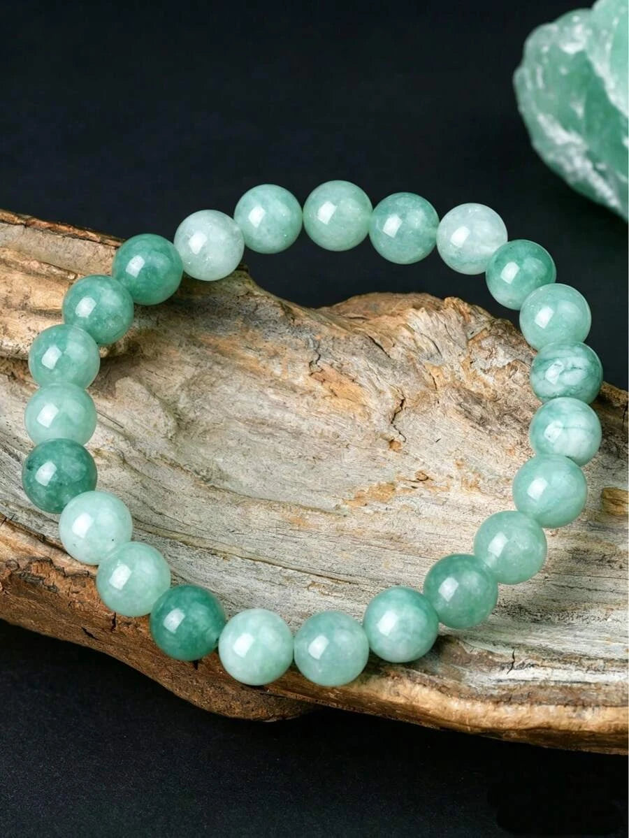 Natural Green Jade Beaded Bracelet