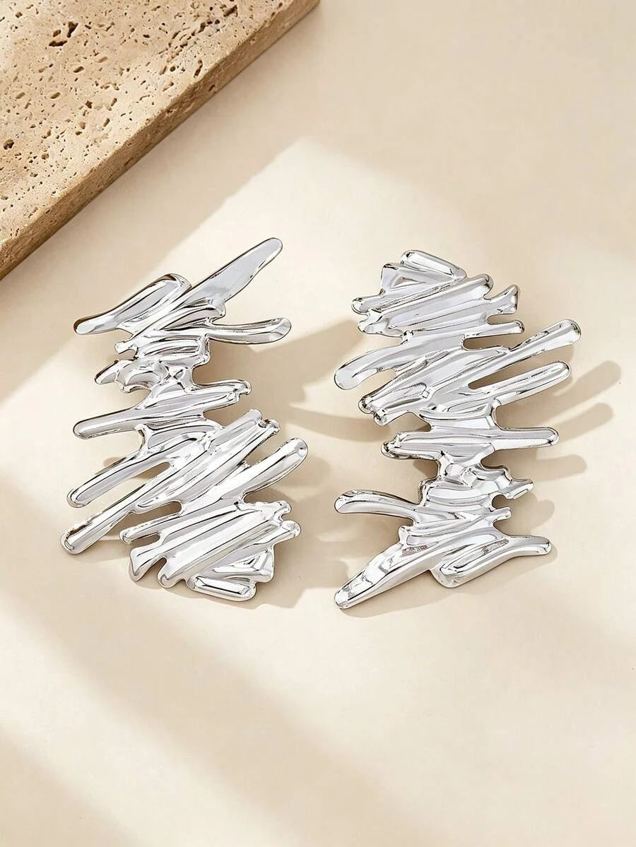 Asymmetrical Hollow Metal Earrings