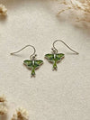 Vintage Green Moth Enamel Earrings