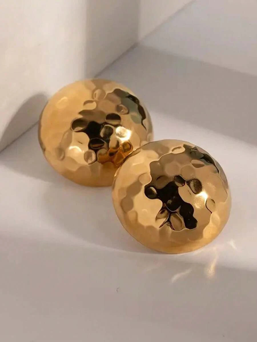 Vintage Minimalist Hammered Half-Sphere Earrings