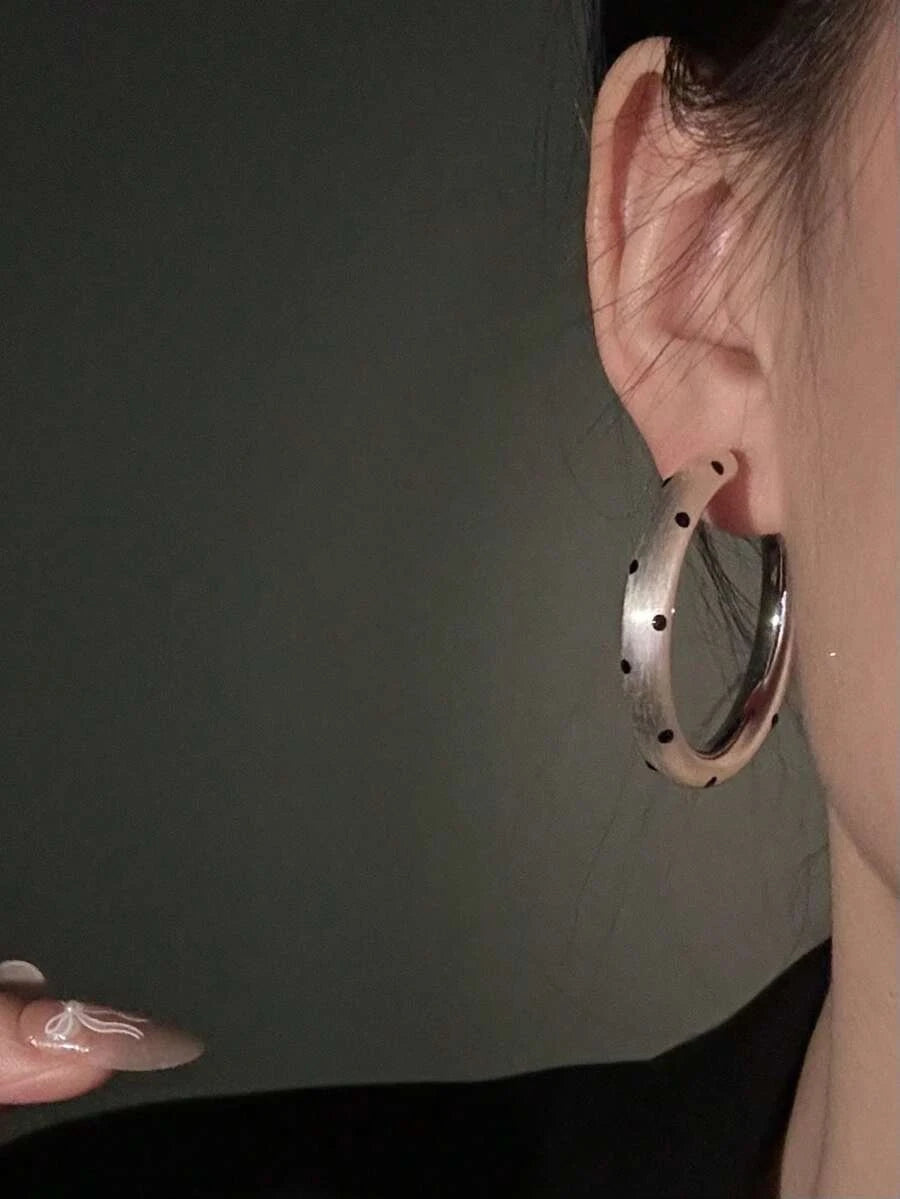 Round Metal Polka Dot Earrings