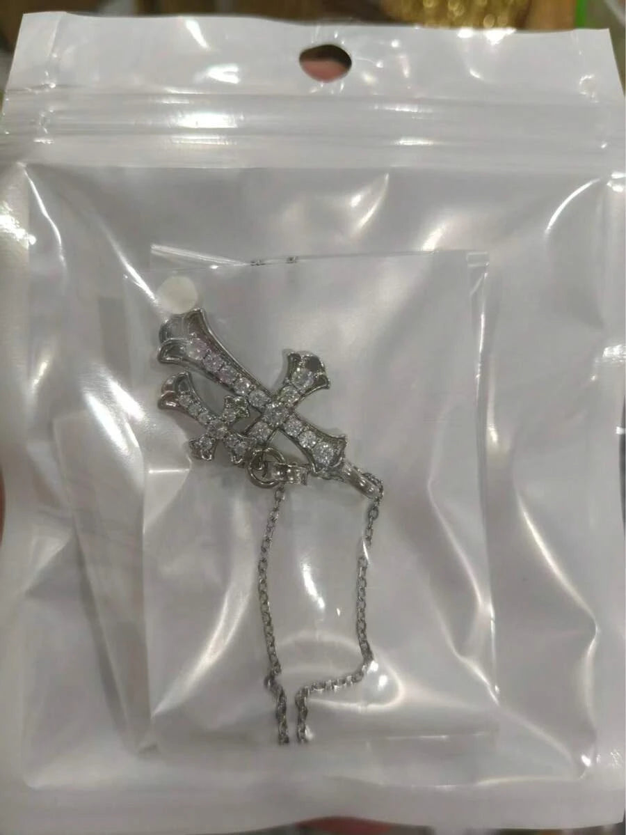 Gold Waterproof Stainless Steel Double Cross Necklace