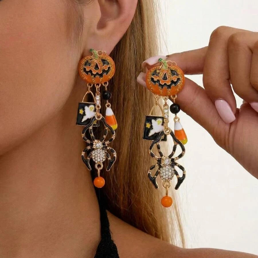 Spooky Sequin Rhinestone Dangle Earrings