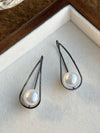 Vintage Faux Pearl Copper Dangle Earrings