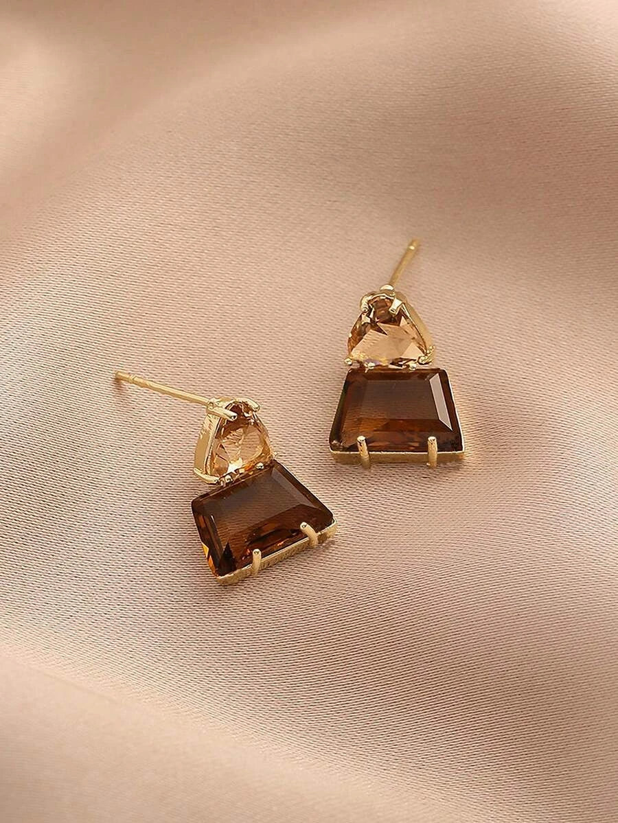 Andkiss Geometric Crystal Drop Earrings