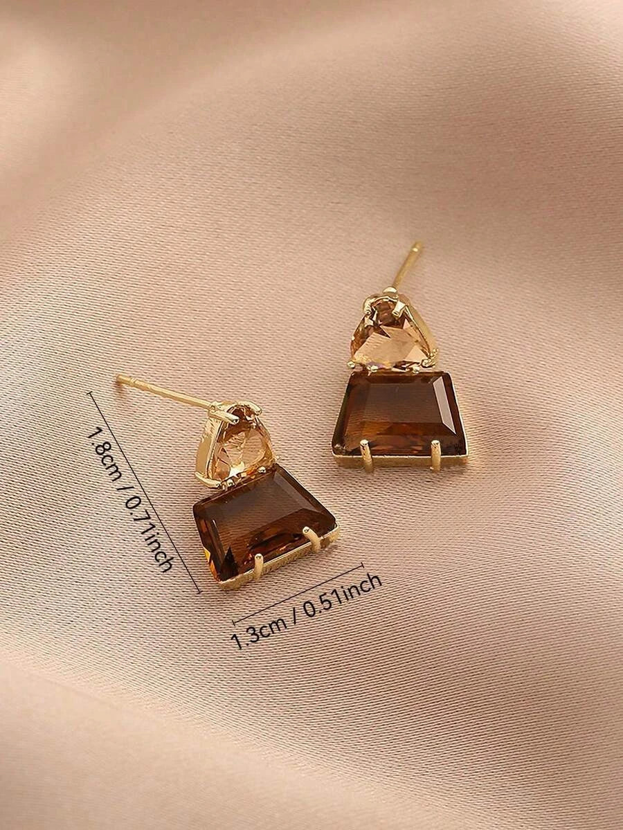 Andkiss Geometric Crystal Drop Earrings