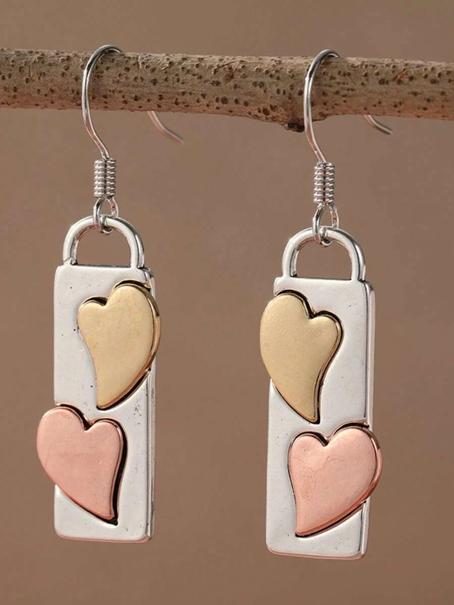 Vintage Minimalist Geometric Heart Earrings