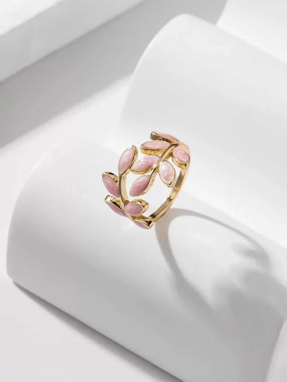Color Block Leaf Cuff Ring