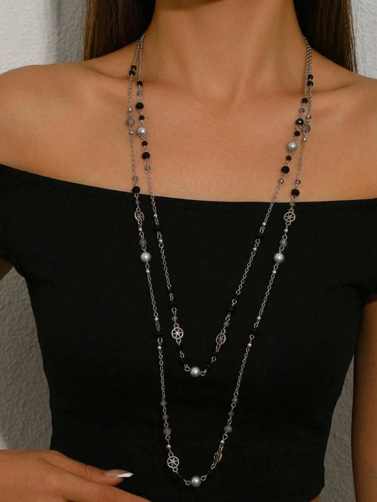 Vintage Gothic Faux Pearl Layered Necklace Set