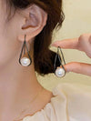 Vintage Faux Pearl Copper Dangle Earrings