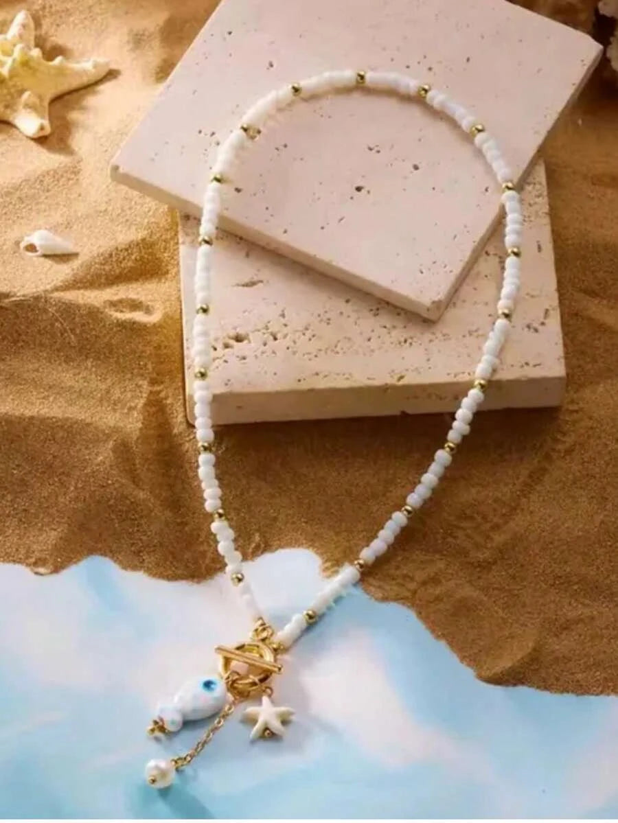 Colorful Fish Pendant Beaded Necklace