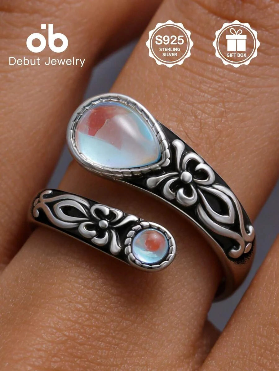 Sterling Silver Moonstone Spoon Ring