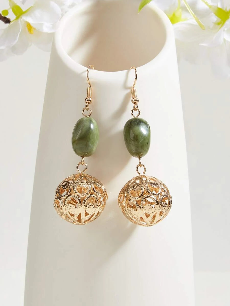 Boho Multicolor Hollow Ball Drop Earrings