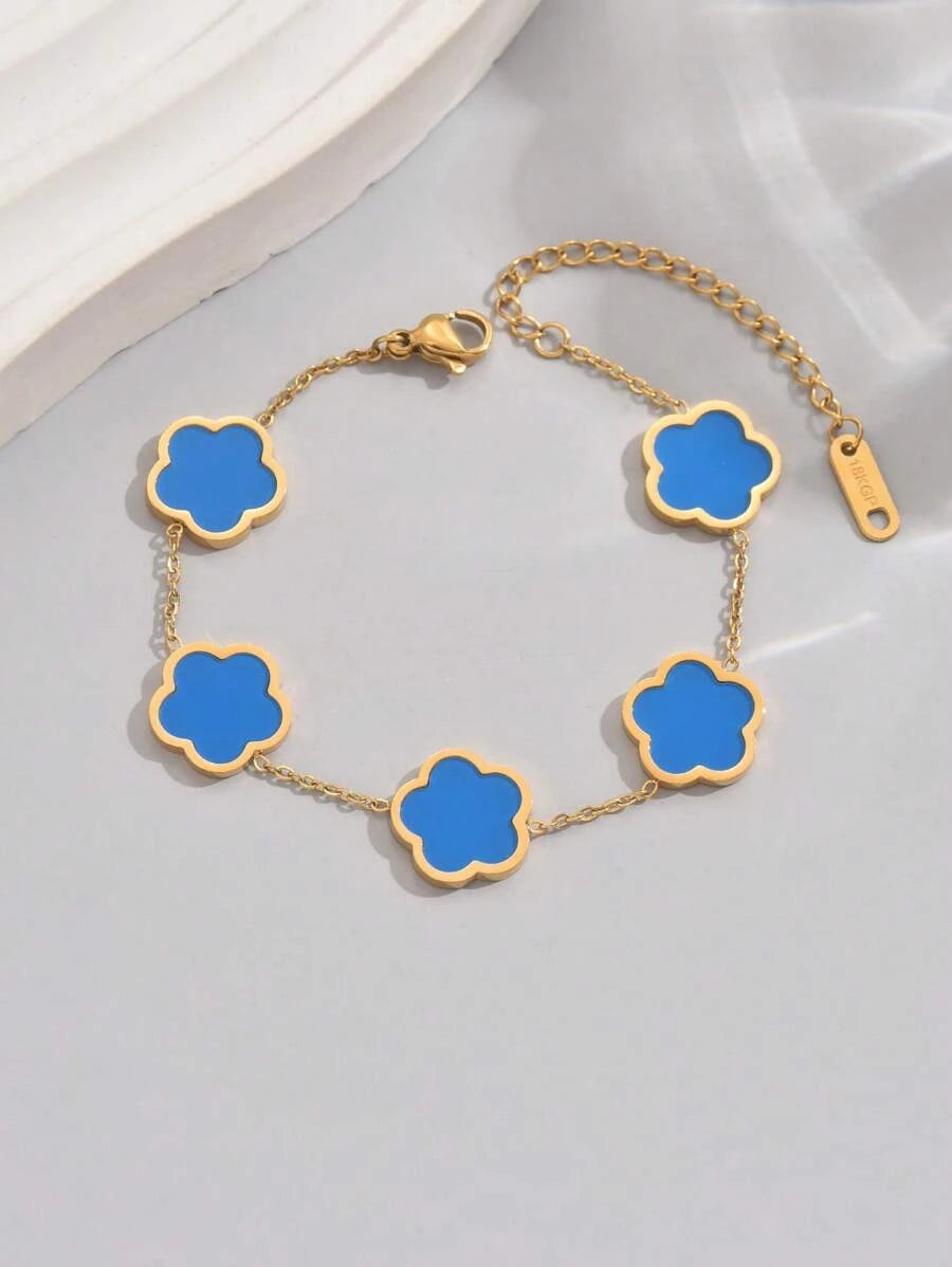 Gold Plated Stainless Steel Flower Bracelet