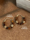 Tiger Eye Beaded Hoop Earrings