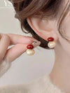 Gold Plated Faux Pearl Stud Earrings