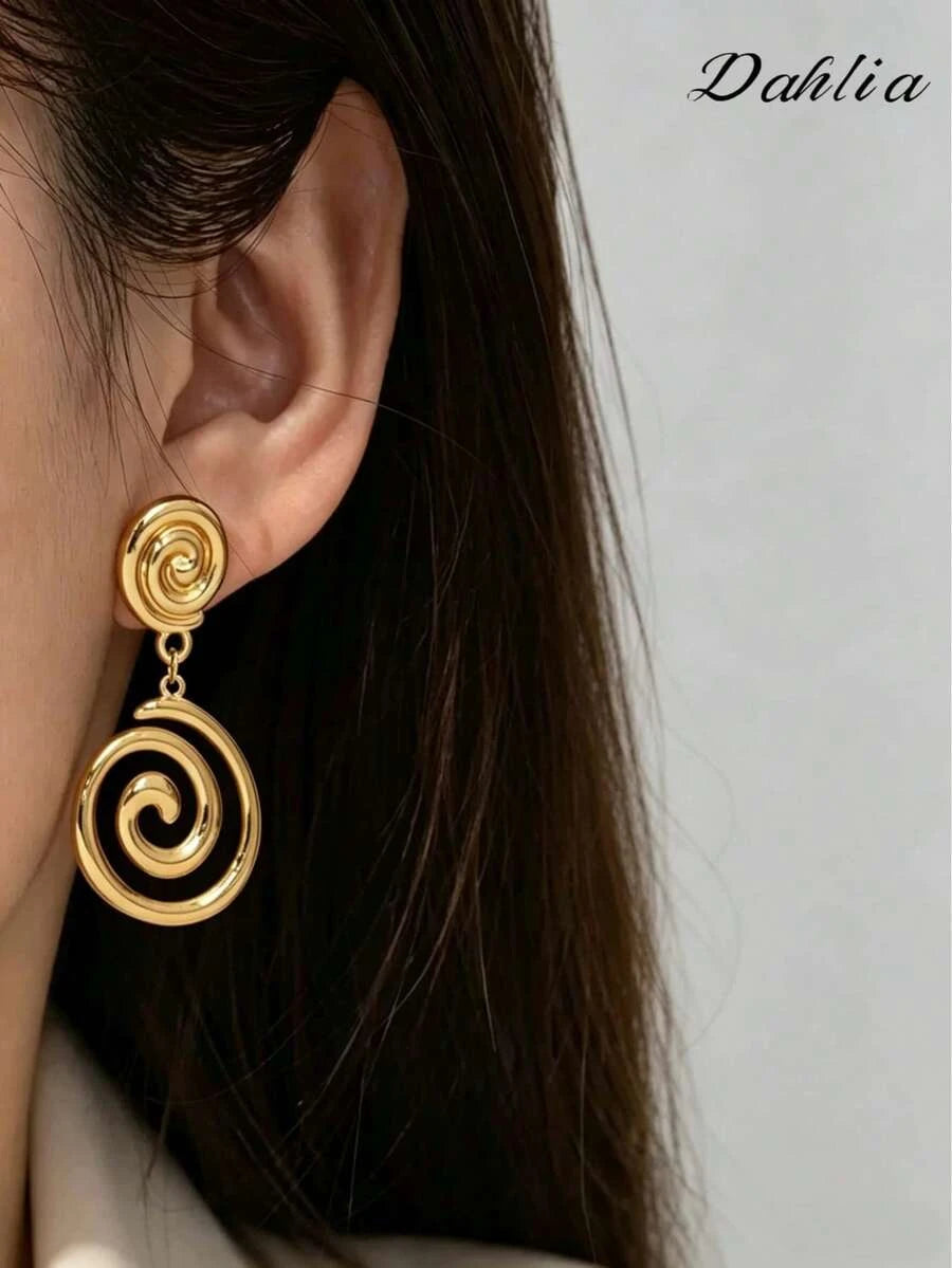 Gold Abstract Swirl Earrings