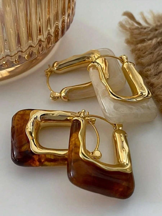 Retro U-Shaped Resin Earrings