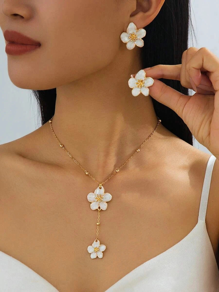 Handmade Orange Floral Jewelry Set